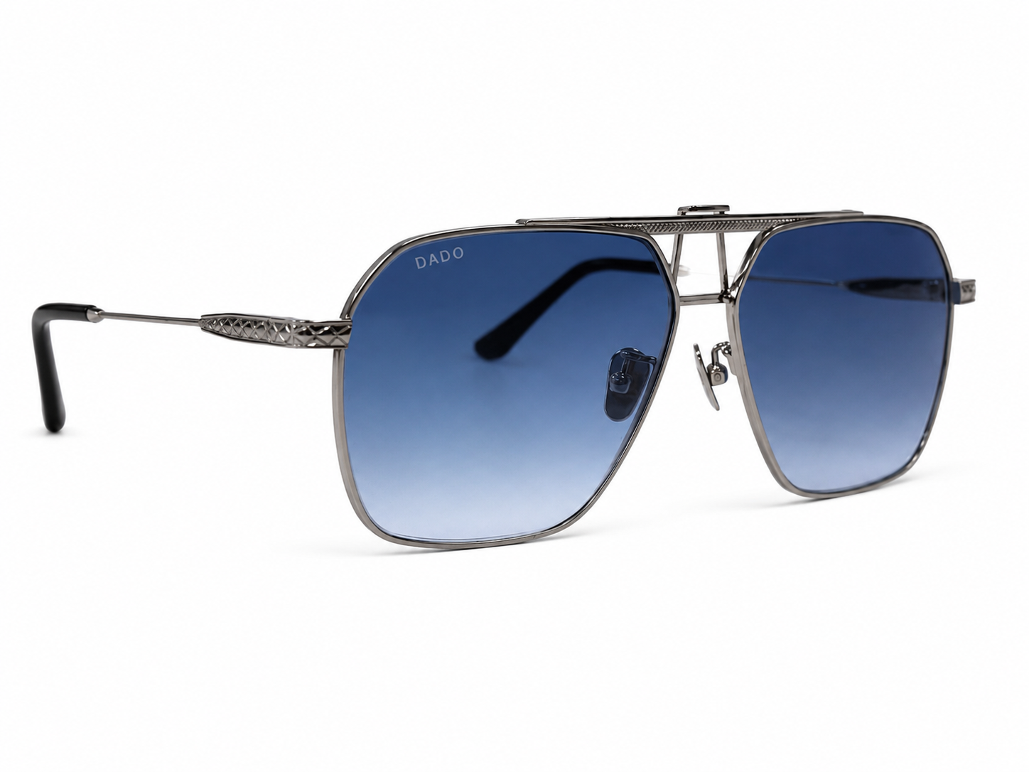 COMMANDER by DADO EYEWEAR SILVER FRAME BLUE LENSE