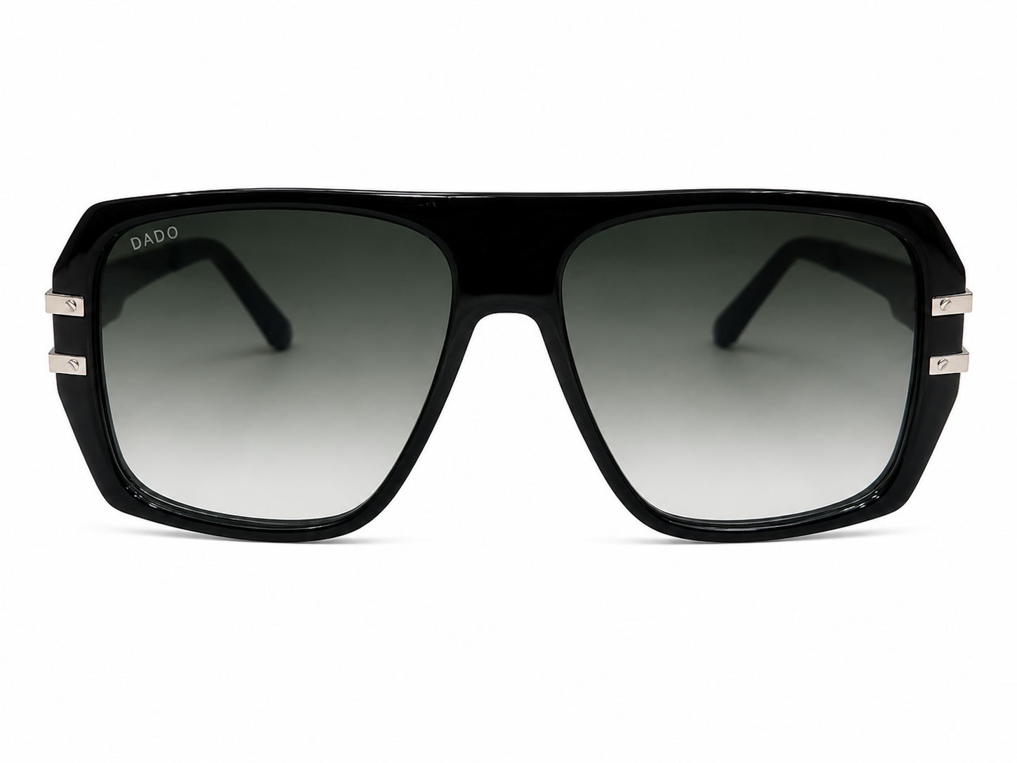 WANDERLUST by DADO EYEWEAR BLACK ACETATE SILVER METAL GREEN LENS