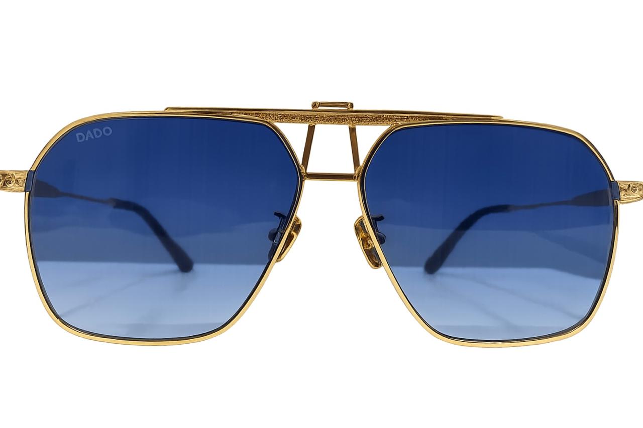COMMANDER by DADO EYEWEAR GOLD PLATED METAL with BLUE LENSE