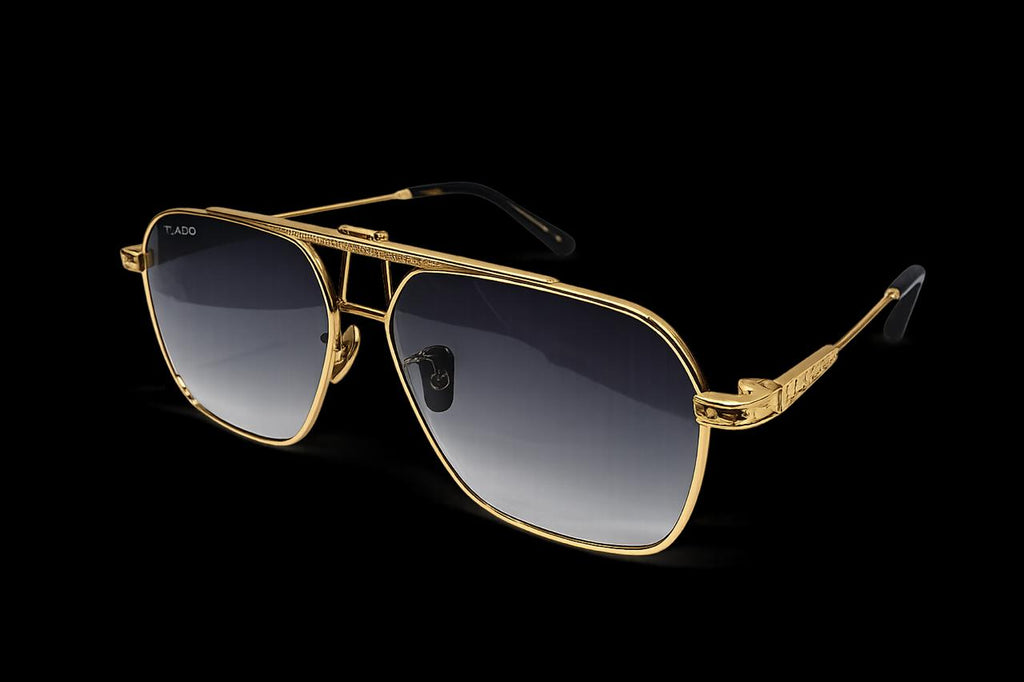 COMMANDER by DADO EYEWEAR GOLD PLATED METAL with GREY LENSE