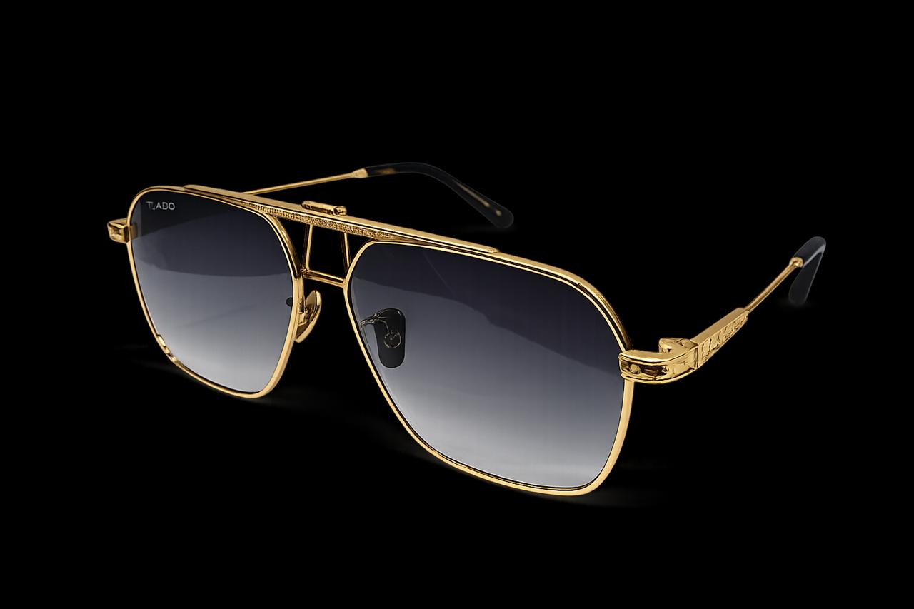 COMMANDER by DADO EYEWEAR GOLD PLATED METAL with GREY LENSE