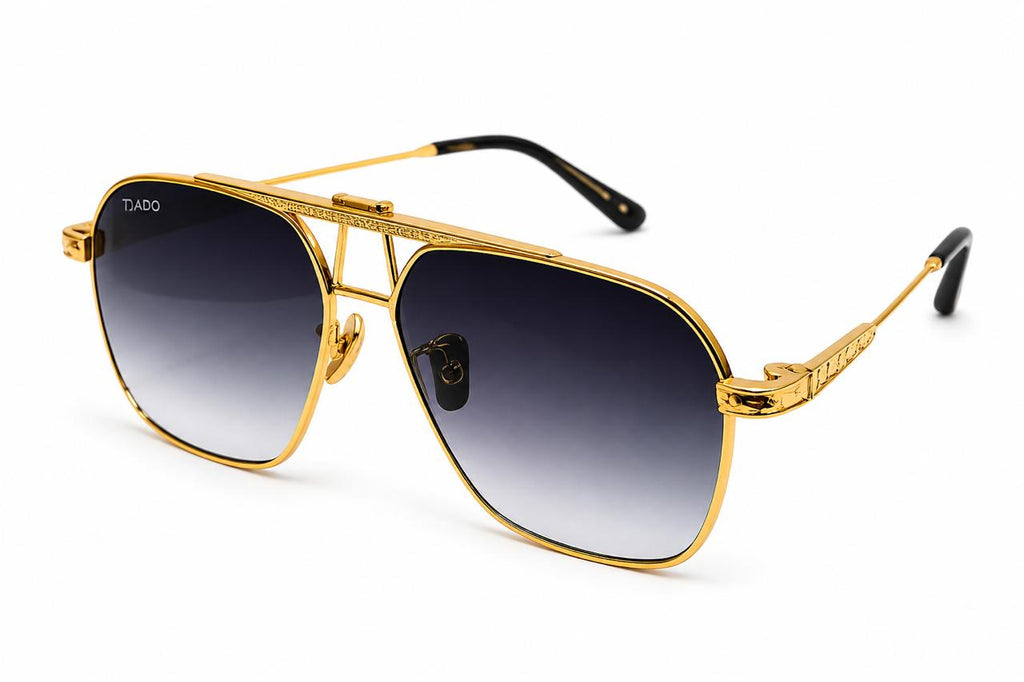 COMMANDER by DADO EYEWEAR GOLD PLATED METAL with GREY LENSE