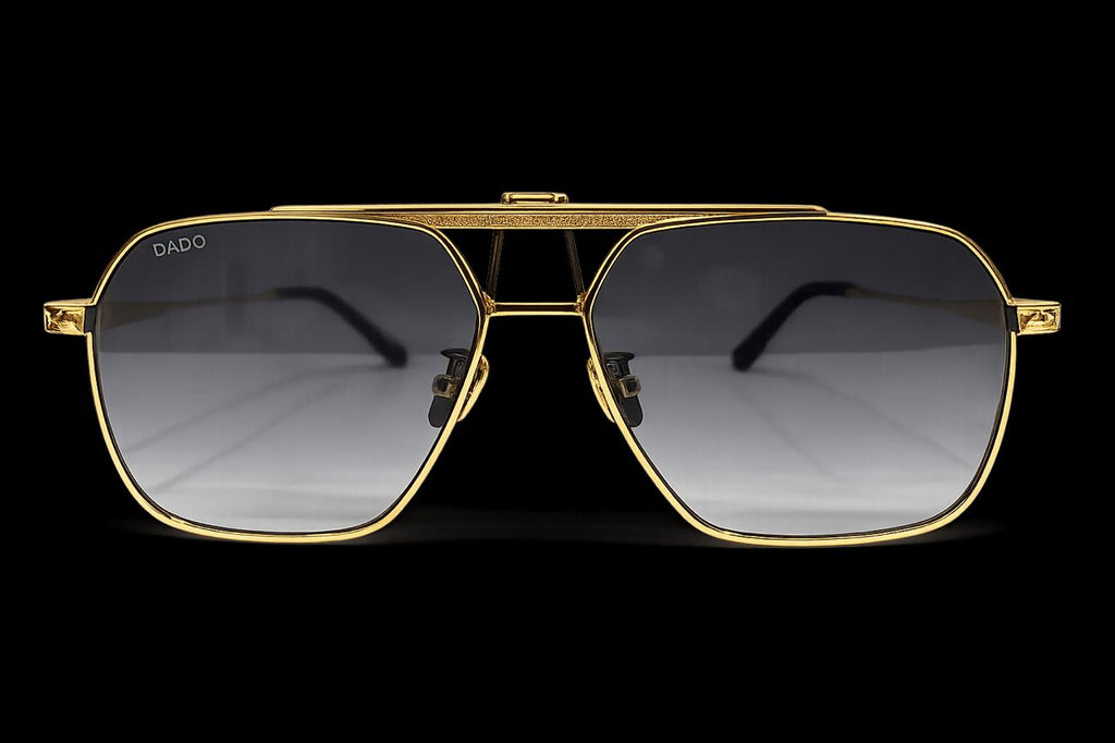 COMMANDER by DADO EYEWEAR GOLD PLATED METAL with GREY LENSE