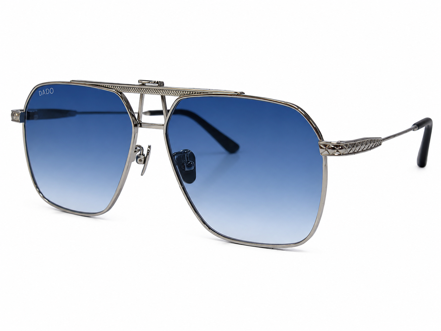 COMMANDER by DADO EYEWEAR SILVER FRAME BLUE LENSE