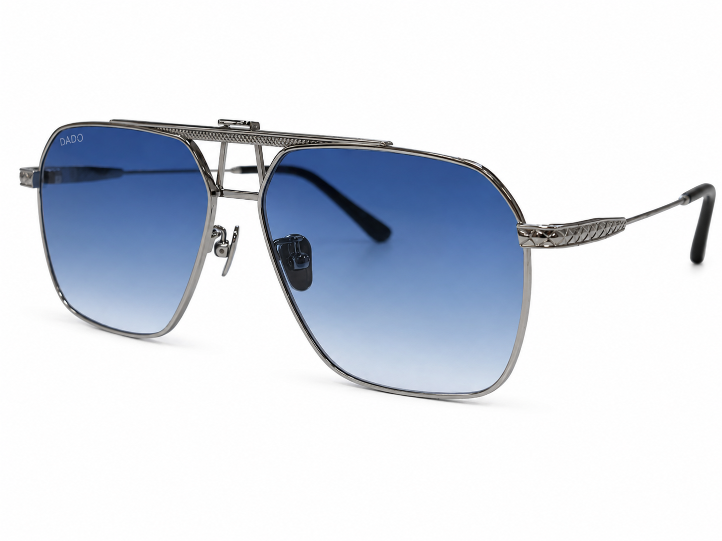 COMMANDER by DADO EYEWEAR SILVER FRAME BLUE LENSE