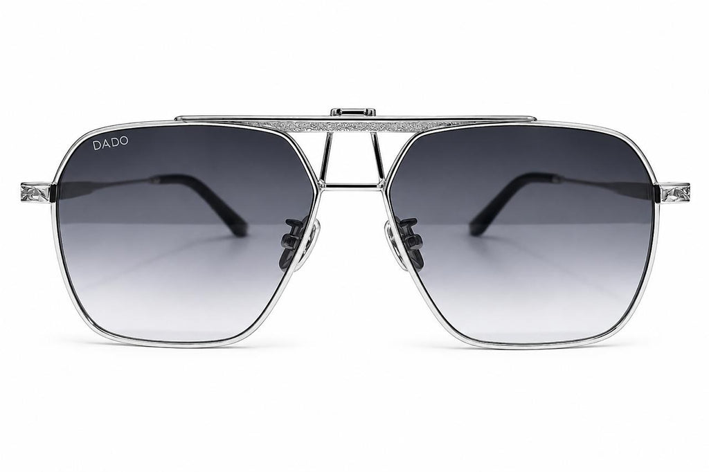 COMMANDER by DADO EYEWEAR SILVER FRAME GREY LENSE