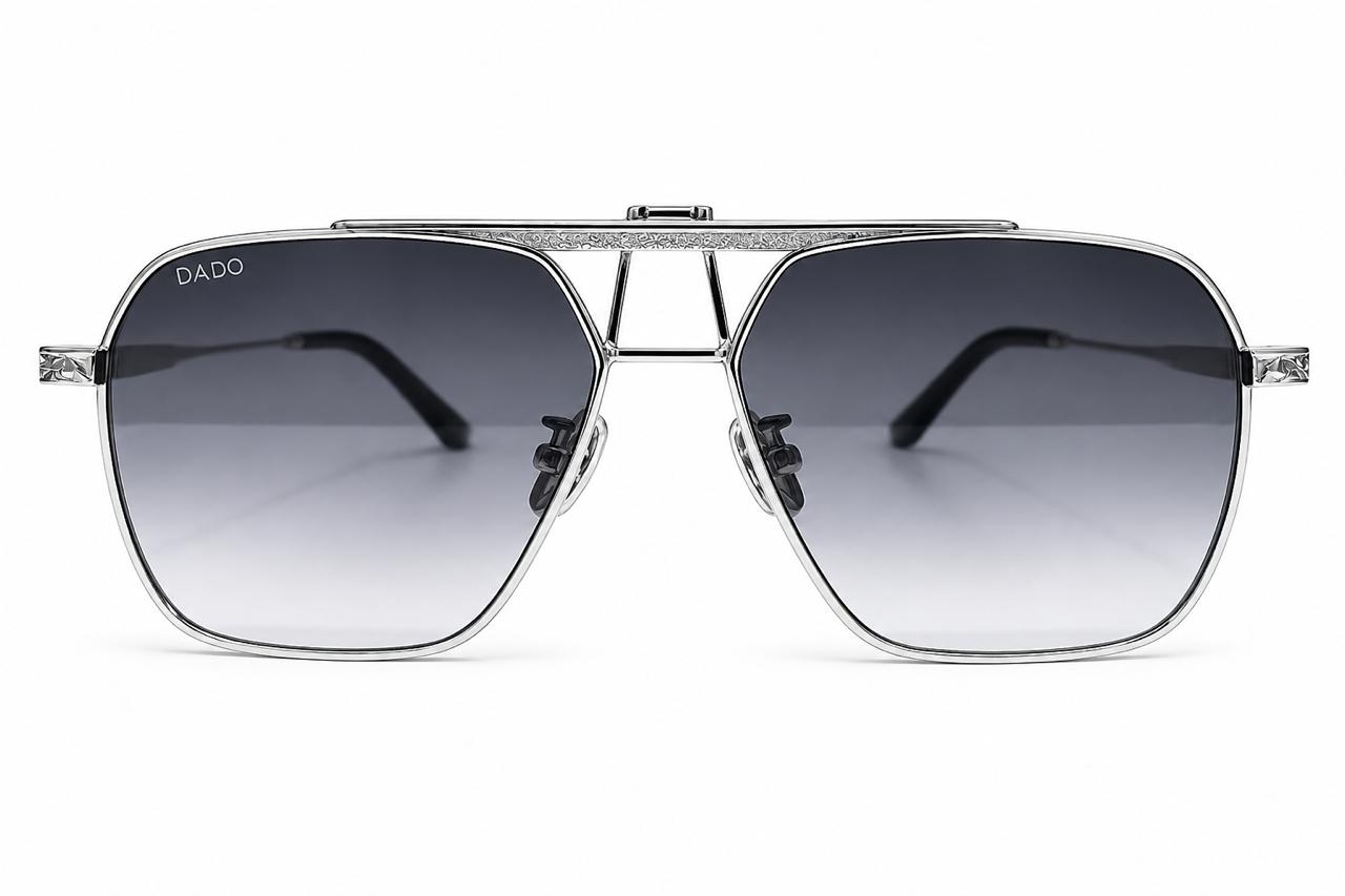 COMMANDER by DADO EYEWEAR SILVER FRAME GREY LENSE