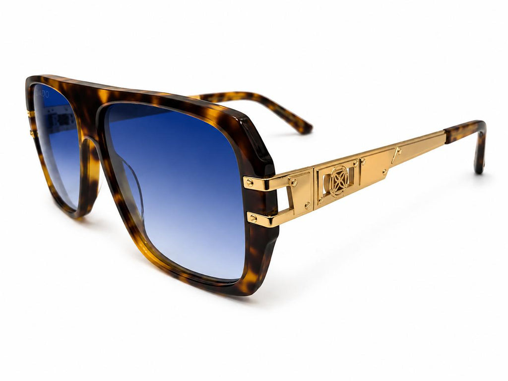 WANDERLUST by DADO EYEWEAR GOLD TORT ACETATE BLUE LENCE