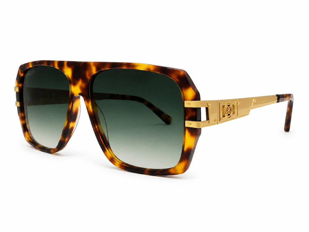 WANDERLUST by DADO EYEWEAR TORT ACETATE GOLD METAL GREEN LENS